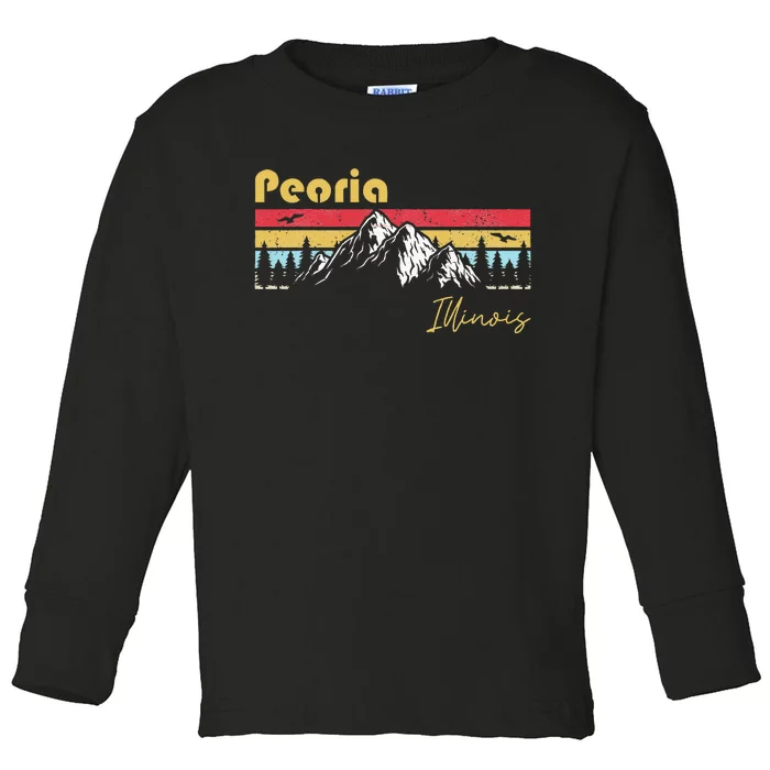 Peoria Illinois Roots Hometown Vintage Home State Pride Toddler Long Sleeve Shirt