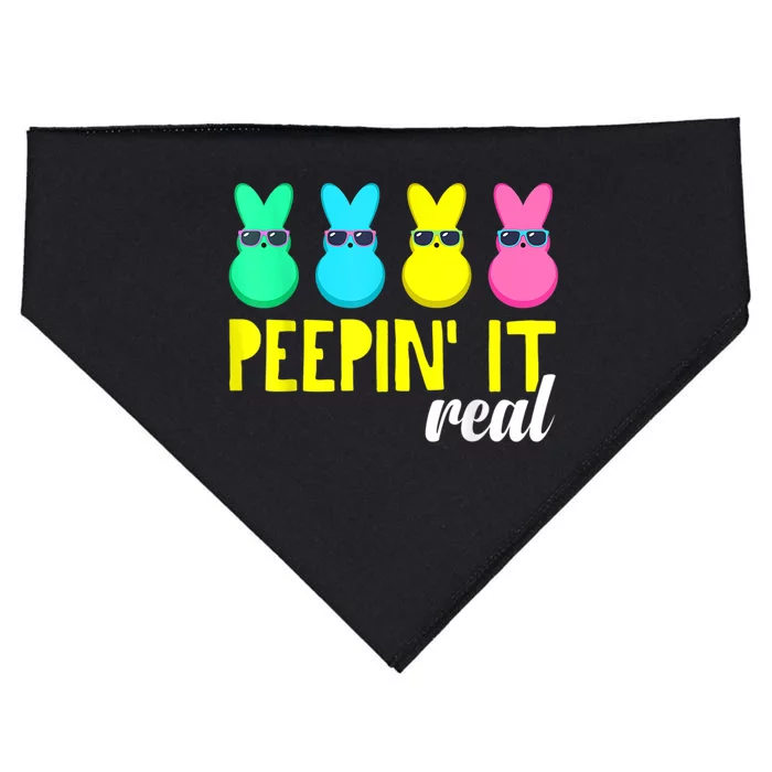 Peepin It Real Happy Easter Bunny Egg Hunt Funny Family Matching USA-Made Doggie Bandana