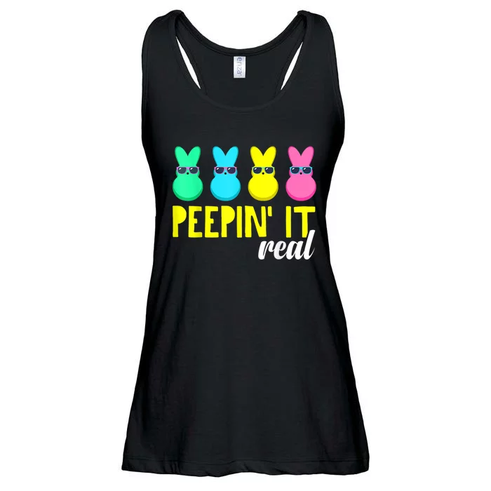 Peepin It Real Happy Easter Bunny Egg Hunt Funny Family Matching Ladies Essential Flowy Tank