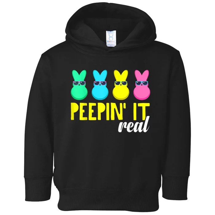 Peepin It Real Happy Easter Bunny Egg Hunt Funny Family Matching Toddler Hoodie