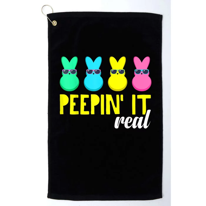 Peepin It Real Happy Easter Bunny Egg Hunt Funny Family Matching Platinum Collection Golf Towel