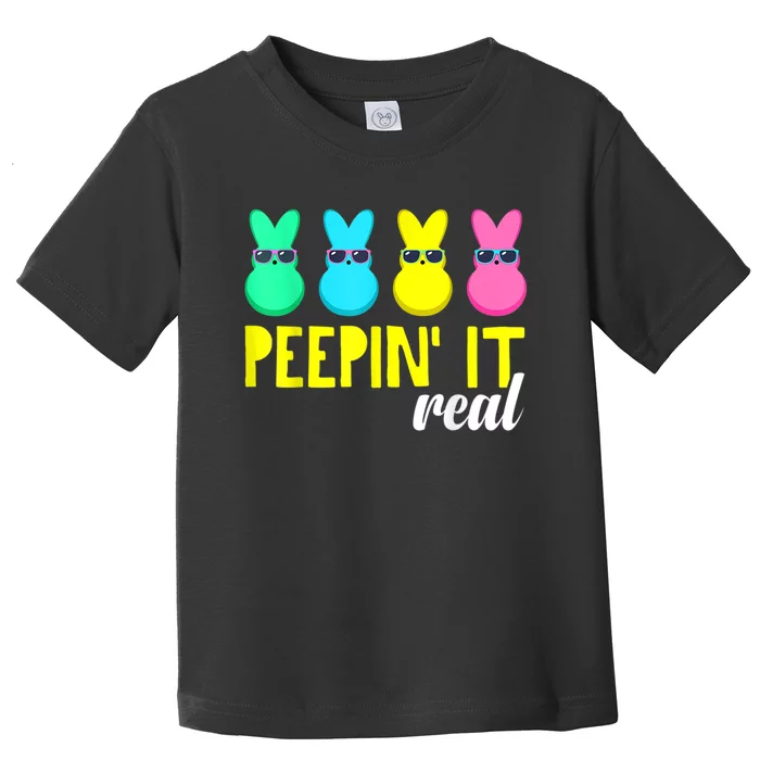 Peepin It Real Happy Easter Bunny Egg Hunt Funny Family Matching Toddler T-Shirt