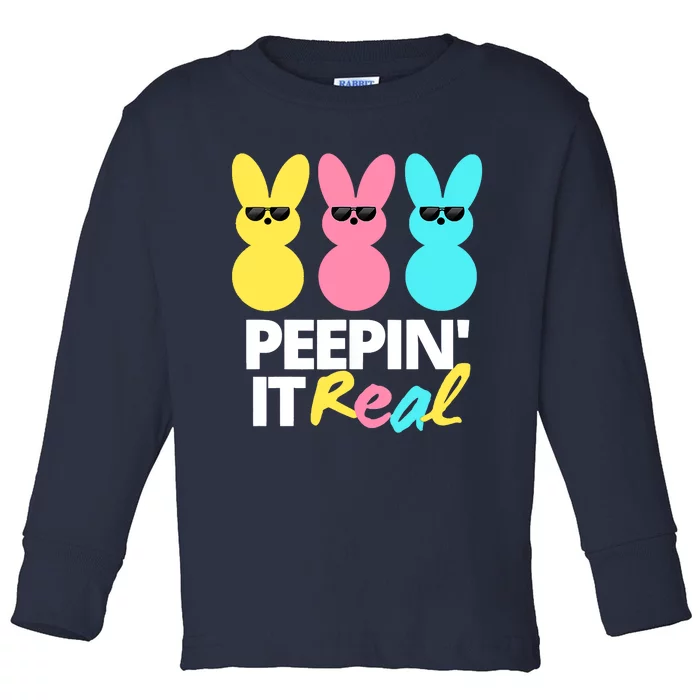 Peepin It Real Easter Day Bunny Toddler Long Sleeve Shirt