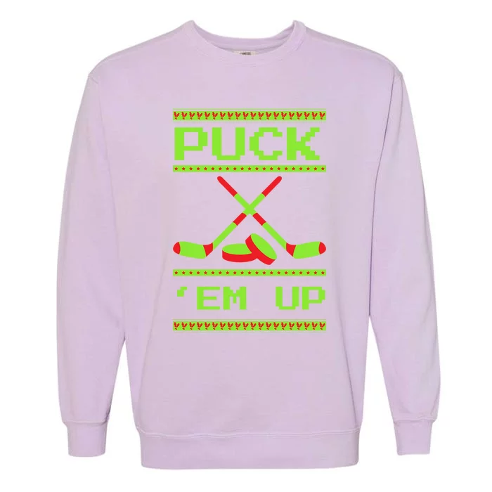 Puck Ice Rink Winter Ice Hockey Christmas Icehockey Puck Funny Gift Garment-Dyed Sweatshirt