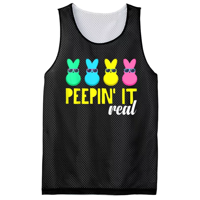 Peepin It Real  Happy Easter Bunny Egg Hunt Funny Mesh Reversible Basketball Jersey Tank