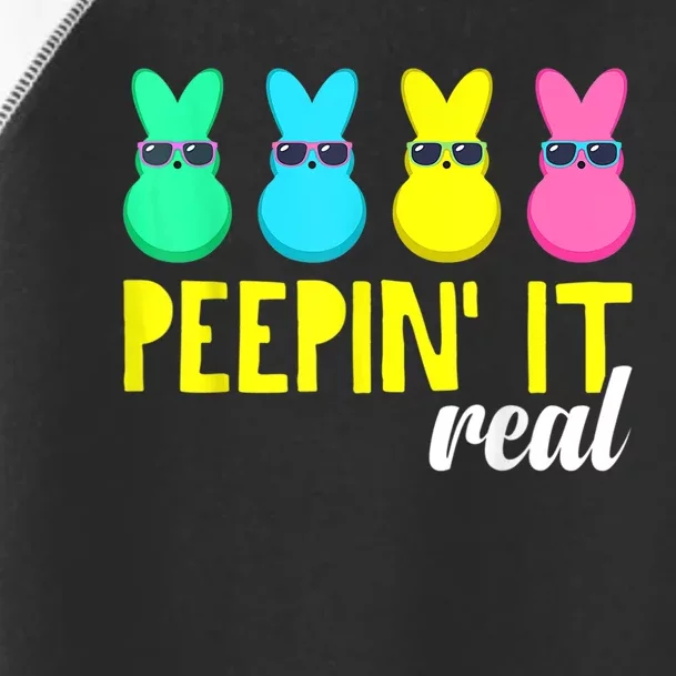 Peepin It Real  Happy Easter Bunny Egg Hunt Funny Toddler Fine Jersey T-Shirt