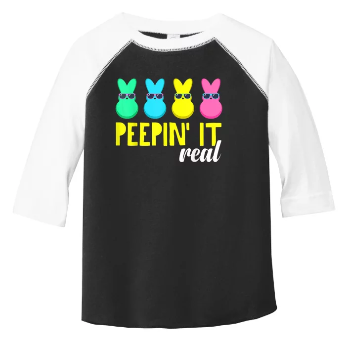 Peepin It Real  Happy Easter Bunny Egg Hunt Funny Toddler Fine Jersey T-Shirt