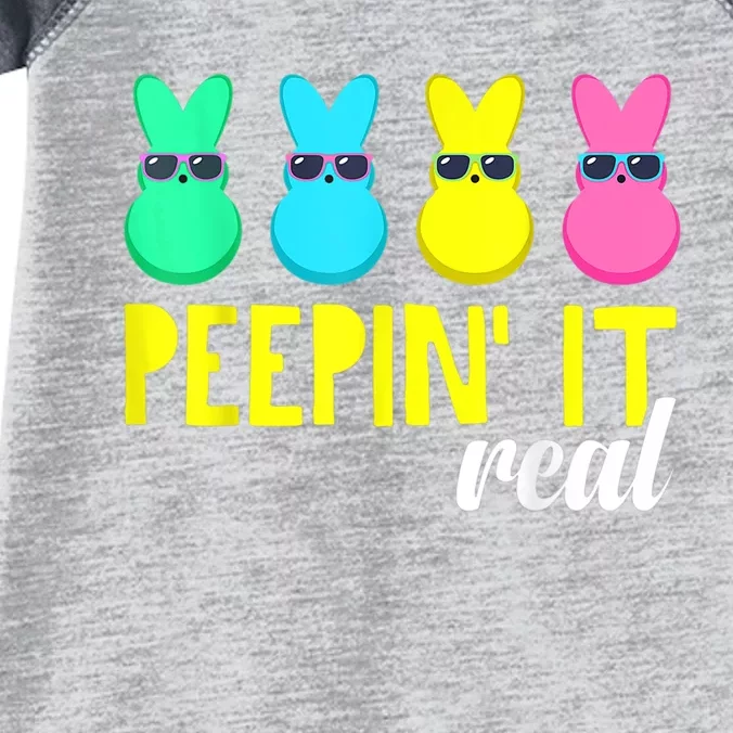 Peepin It Real  Happy Easter Bunny Egg Hunt Funny Infant Baby Jersey Bodysuit