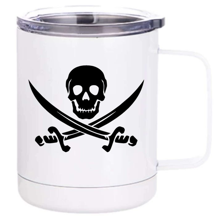 Pirate Skull & Cross Swords Front & Back 12oz Stainless Steel Tumbler Cup