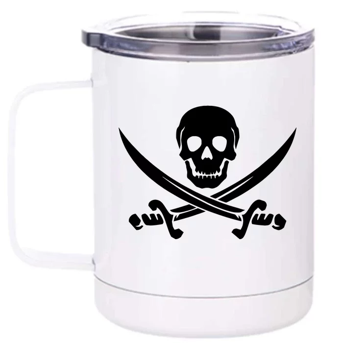 Pirate Skull & Cross Swords Front & Back 12oz Stainless Steel Tumbler Cup