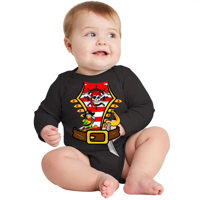 Pirate Skull & Parrot Costume Baby Long Sleeve Bodysuit