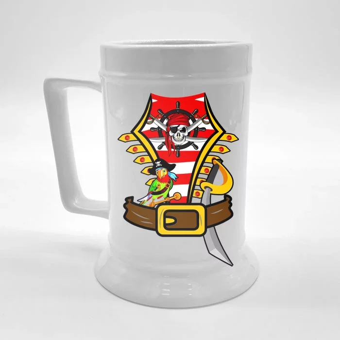 Pirate Skull & Parrot Costume Front & Back Beer Stein