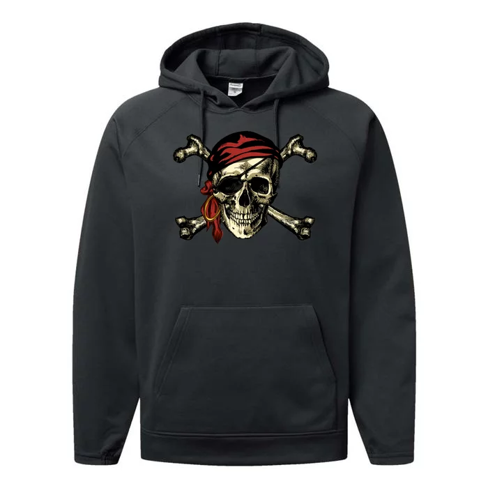 Pirate Skull Crossbones Performance Fleece Hoodie