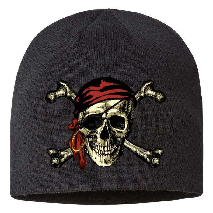 Pirate Skull Crossbones 8 1/2in Sustainable Knit Beanie