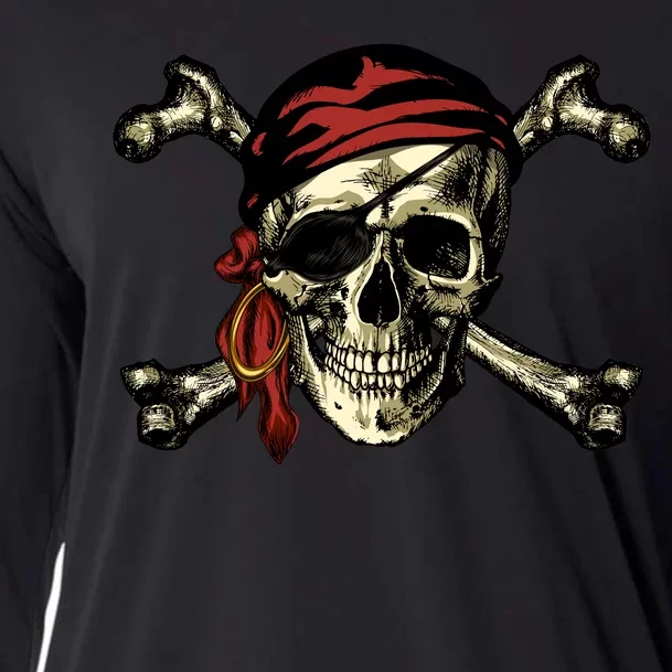 Pirate Skull Crossbones Cooling Performance Long Sleeve Crew