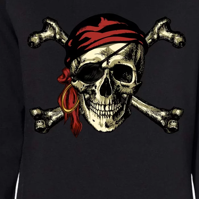 Pirate Skull Crossbones Womens California Wash Sweatshirt