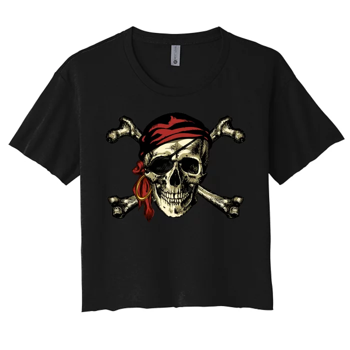 Pirate Skull Crossbones Women's Crop Top Tee