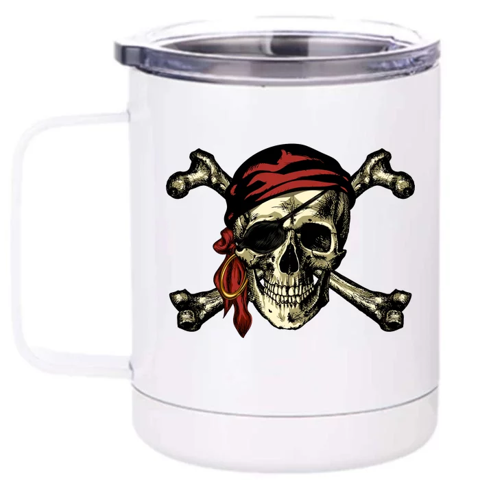 Pirate Skull Crossbones Front & Back 12oz Stainless Steel Tumbler Cup