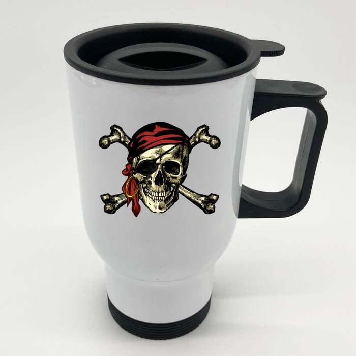 Pirate Skull Crossbones Front & Back Stainless Steel Travel Mug