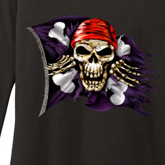 Pirate Skull Flag Womens CVC Long Sleeve Shirt