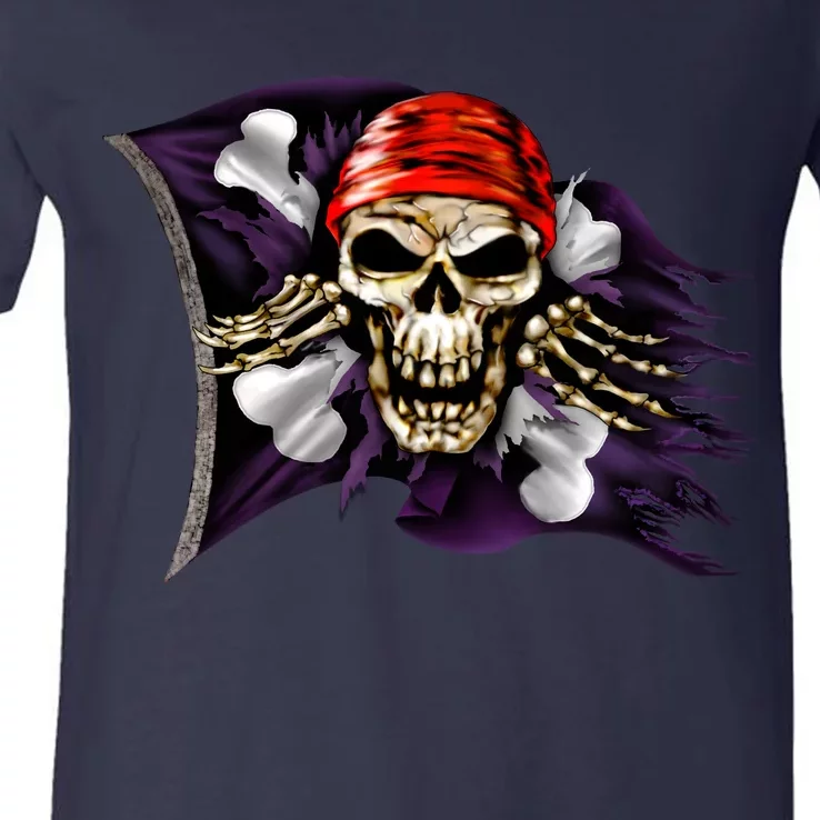 Pirate Skull Flag V-Neck T-Shirt