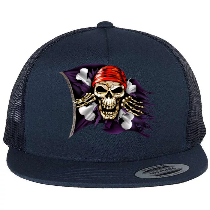 Pirate Skull Flag Flat Bill Trucker Hat