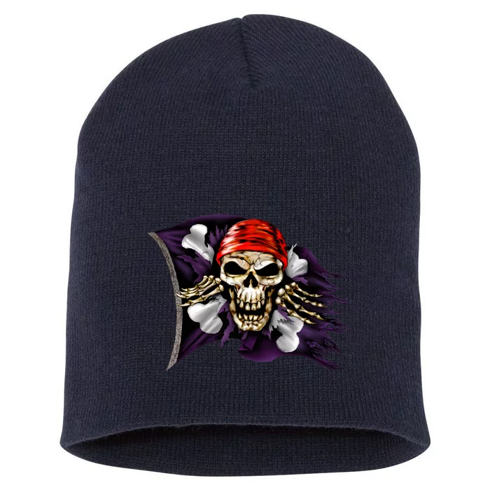 Pirate Skull Flag Short Acrylic Beanie