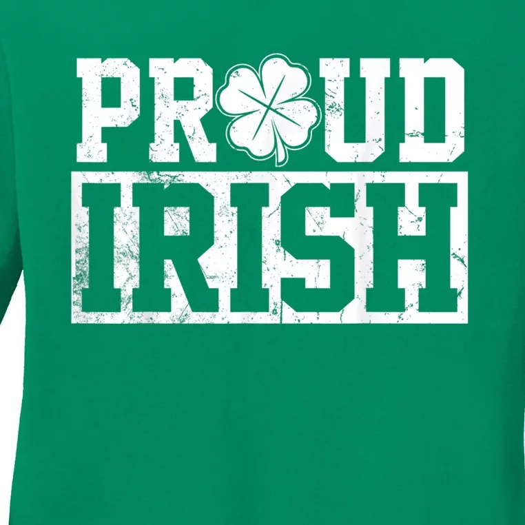 Proud Irish St. Patrick's Day Shamrock Lucky Ladies Long Sleeve Shirt