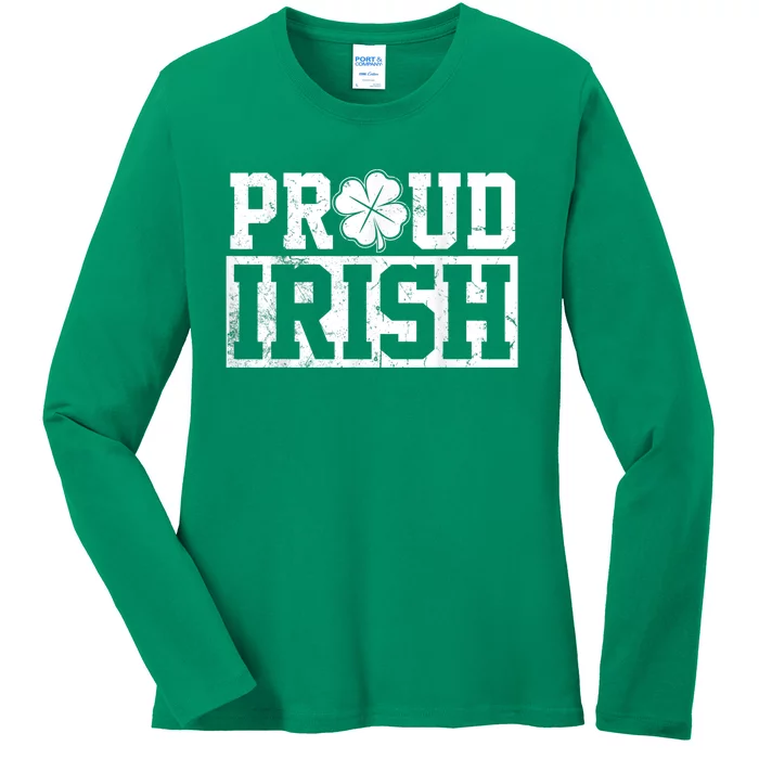 Proud Irish St. Patrick's Day Shamrock Lucky Ladies Long Sleeve Shirt