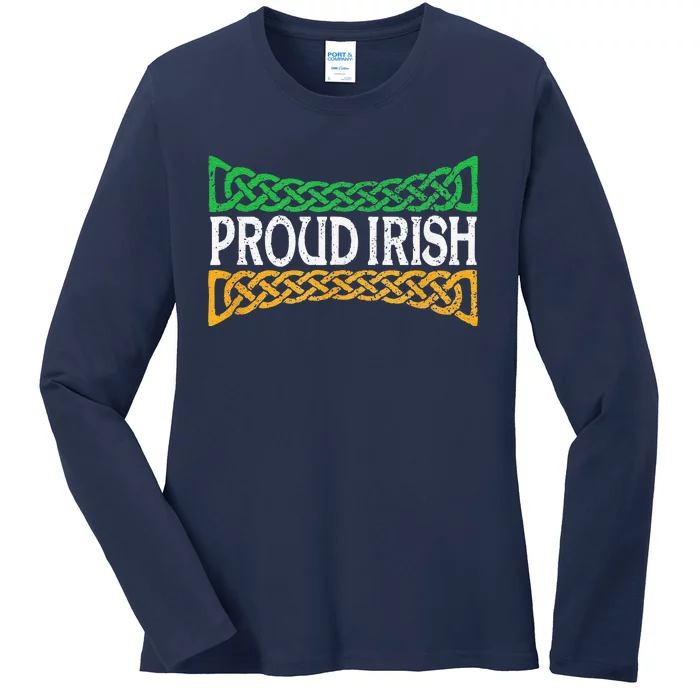 Proud Irish St. Patrick's Day Colorful Celtic Pride Ladies Long Sleeve Shirt