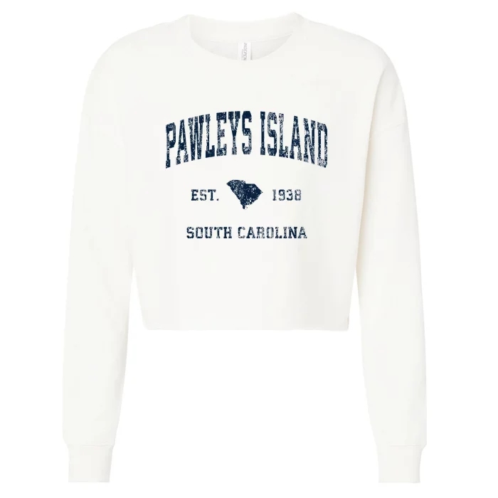 Pawleys Island South Carolina Sc Vintage Athletic Sport Cropped Pullover Crew