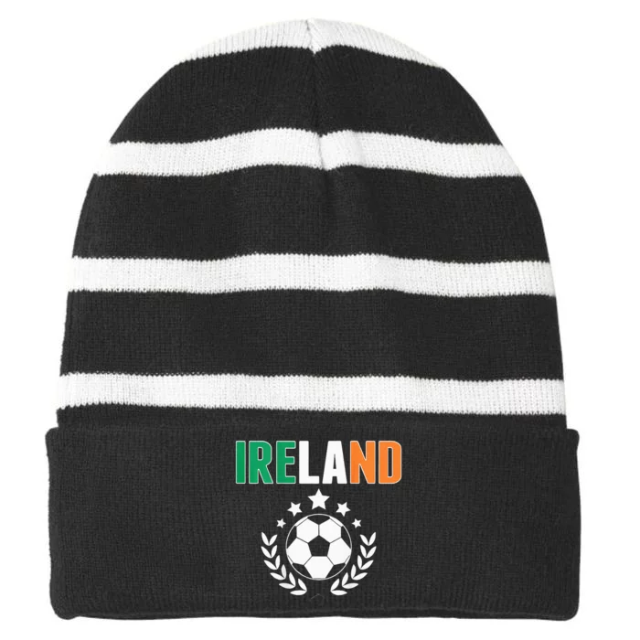 Proud Ireland Soccer Fans Jersey Support Irish Football Striped Beanie with Solid Band