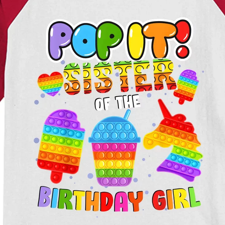 Pop It Sister Of The Birthday Girl Fidget Family Matching Kids Colorblock Raglan Jersey