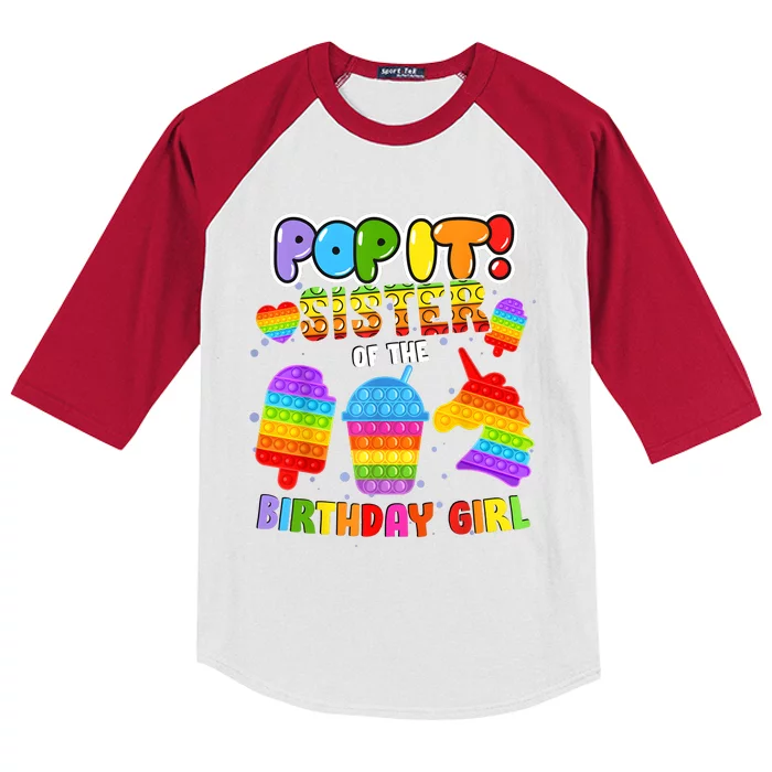 Pop It Sister Of The Birthday Girl Fidget Family Matching Kids Colorblock Raglan Jersey