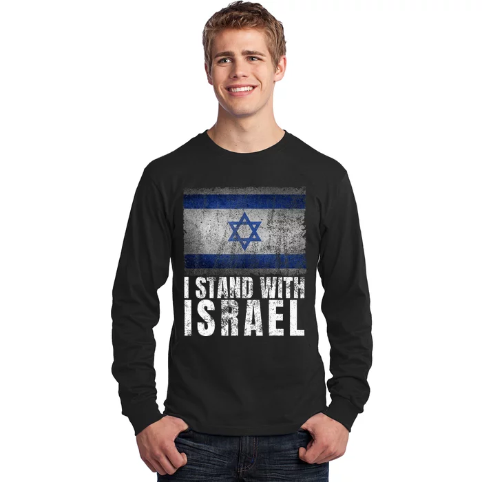 Pro Israel Supporter I Stand With Israel Patriotic USA Flag Long Sleeve Shirt