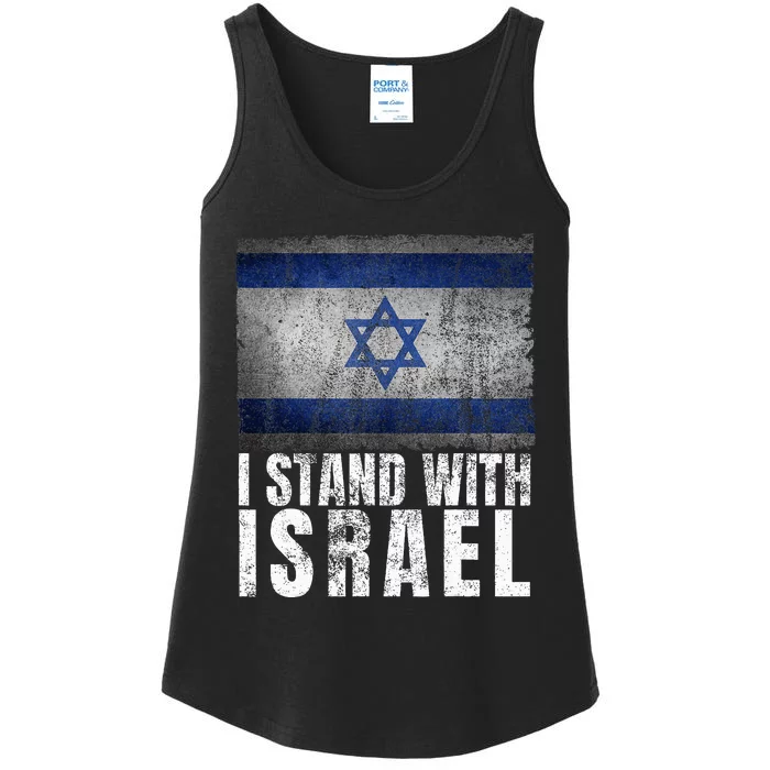 Pro Israel Supporter I Stand With Israel Patriotic USA Flag Ladies Essential Tank