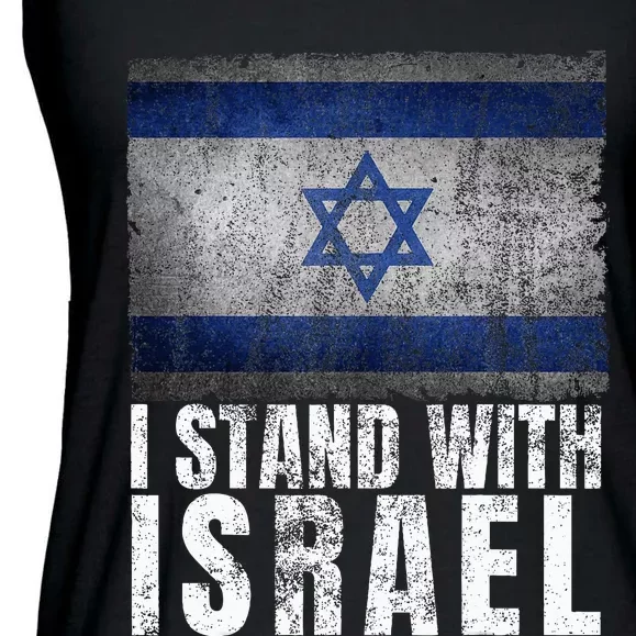 Pro Israel Supporter I Stand With Israel Patriotic USA Flag Ladies Essential Flowy Tank