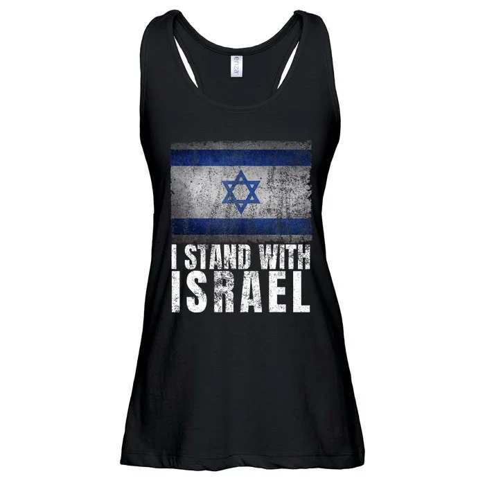 Pro Israel Supporter I Stand With Israel Patriotic USA Flag Ladies Essential Flowy Tank