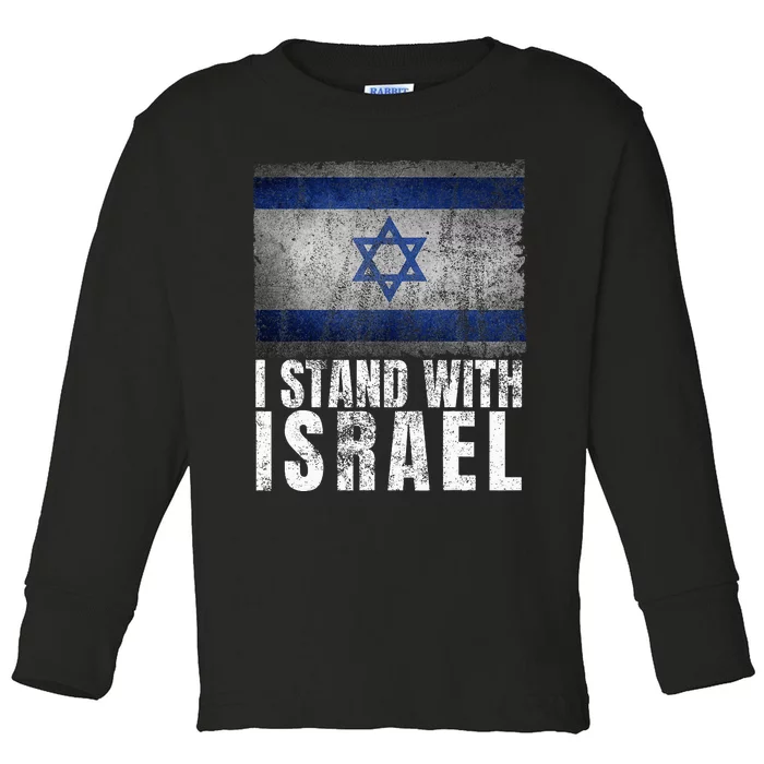 Pro Israel Supporter I Stand With Israel Patriotic USA Flag Toddler Long Sleeve Shirt