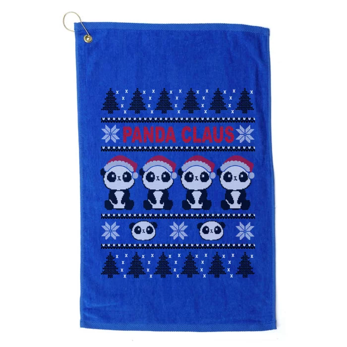 Panda In Santa Hat Funny Ugly Christmas Panda Claus Great Gift Platinum Collection Golf Towel