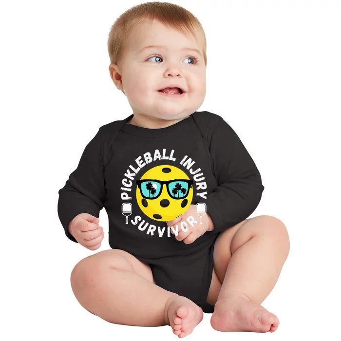 Pickleball Injury Survivor Dink Player Paddleball Team Baby Long Sleeve Bodysuit