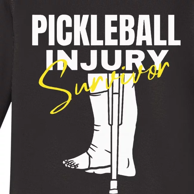 Pickleball Injury Survivor Funny Dink Player Team Paddleball Baby Long Sleeve Bodysuit