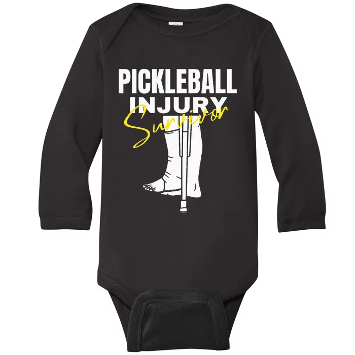 Pickleball Injury Survivor Funny Dink Player Team Paddleball Baby Long Sleeve Bodysuit