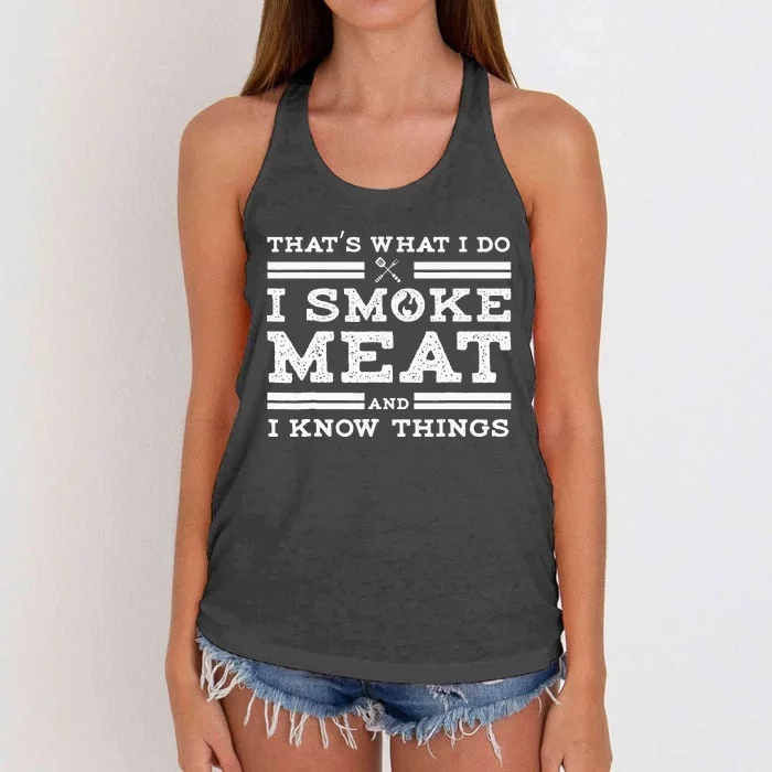 Pitmaster I Smoke Meat Bbq Smoker Grill Women's Knotted Racerback Tank