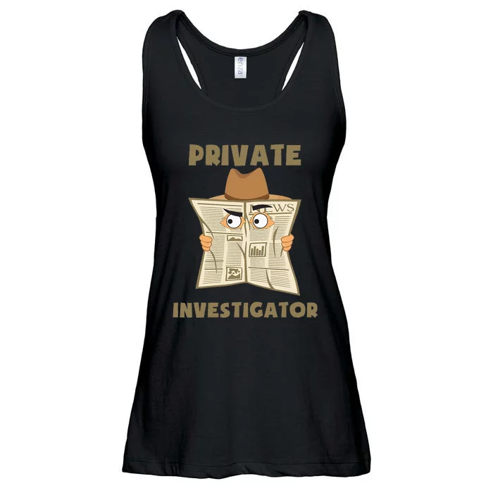 Private Investigator Spying Through Newspaper Secret Eye Ladies Essential Flowy Tank