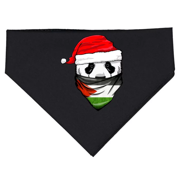 Panda In SantaS Hat And Palestine Flag Bandana Christmas USA-Made Doggie Bandana