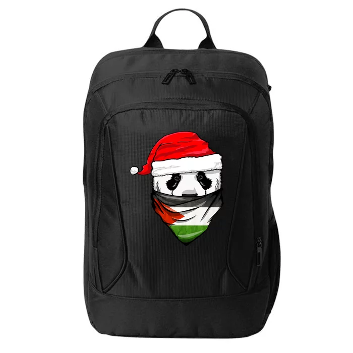 Panda In SantaS Hat And Palestine Flag Bandana Christmas City Backpack