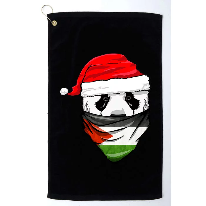 Panda In SantaS Hat And Palestine Flag Bandana Christmas Platinum Collection Golf Towel