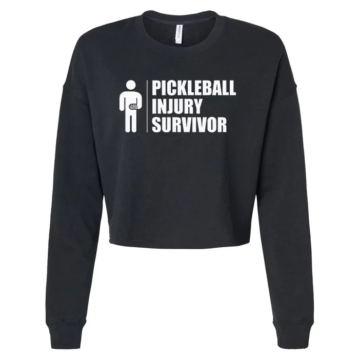 Pickleball Injury Survivor funny sport coach Cropped Pullover Crew