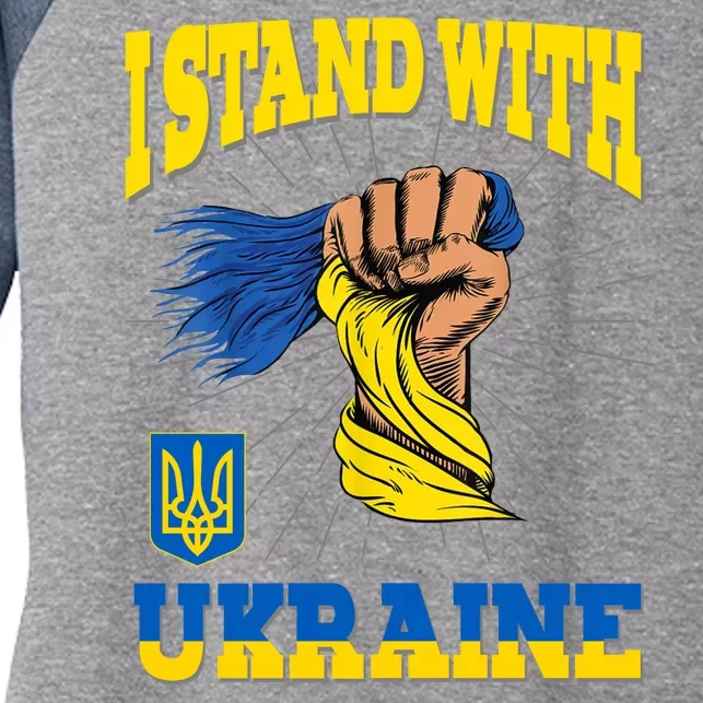 Powerful I Stand With Ukraine Women's Tri-Blend 3/4-Sleeve Raglan Shirt